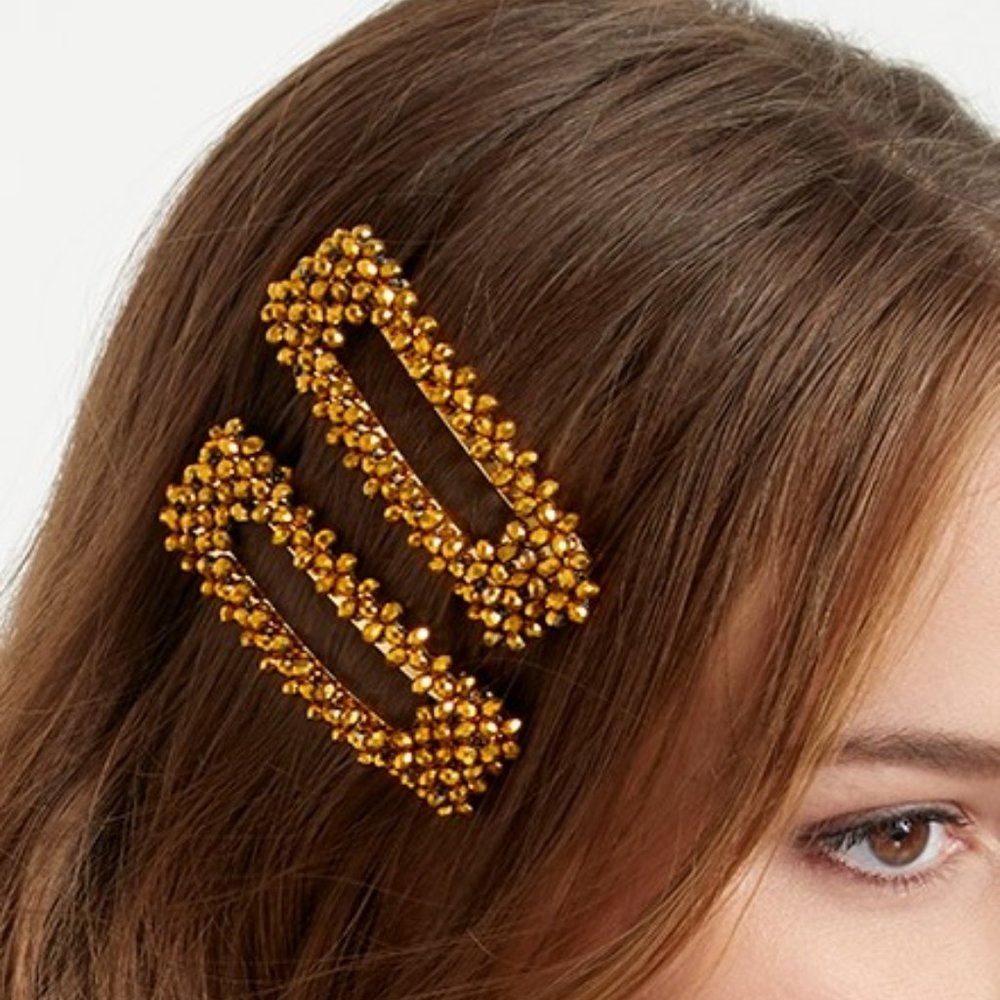 Eloquii Gold Beaded Hair Clip 2 pk